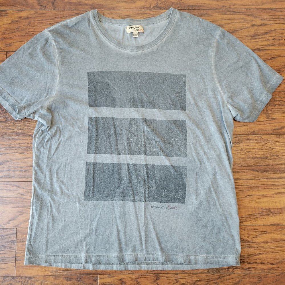 TRIPLE FIVE SOUL Gray Black 3 Panel Bridge T-Shirt sz XXL 2X EUC Streetwear